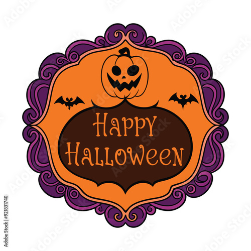  Vintage Creepy Halloween Frame Vector.