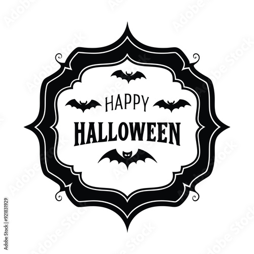  Vintage Creepy Halloween Frame Vector.
