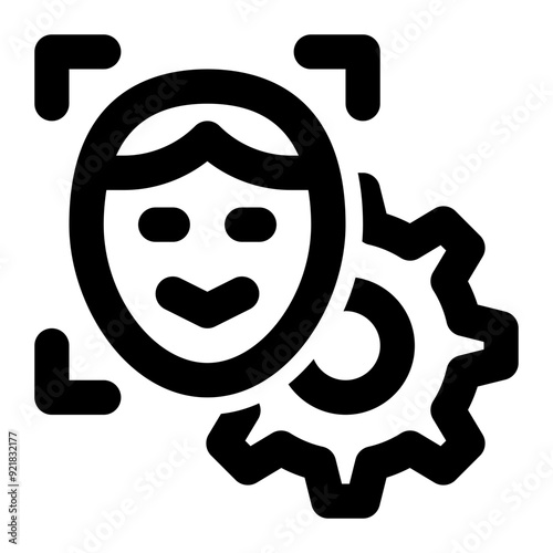 face recognition, setting, biometric, facial recognition, configure, identification, detection outline icon