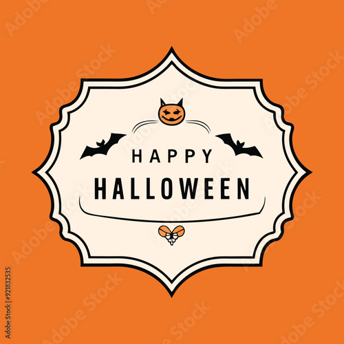  Vintage Creepy Halloween Frame Vector.