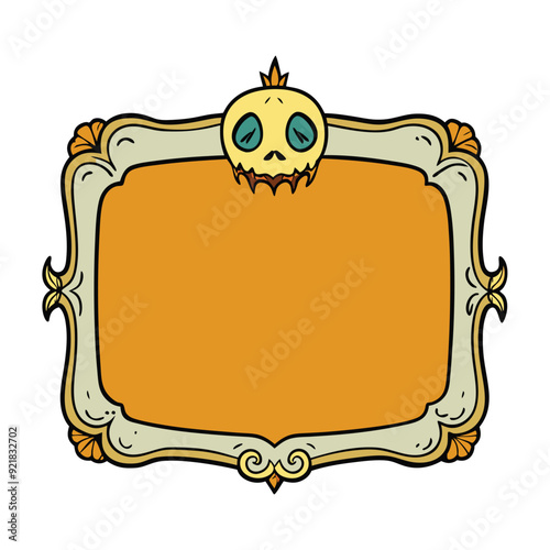  Vintage Creepy Halloween Frame Vector.