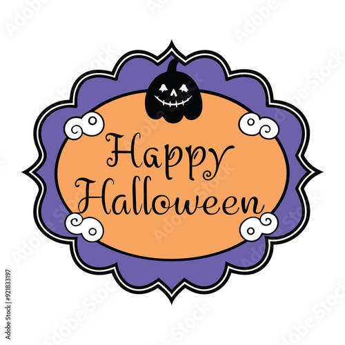  Vintage Creepy Halloween Frame Vector.