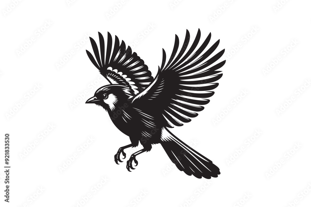 Obraz premium Jay bird silhouette vector illustration