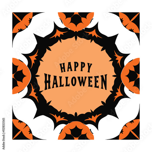  Vintage Creepy Halloween Frame Vector.