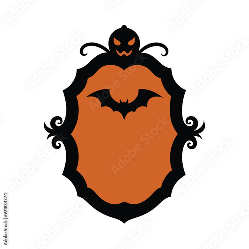  Vintage Creepy Halloween Frame Vector.