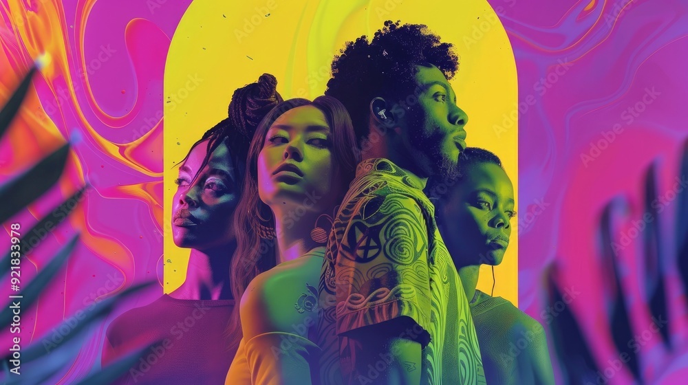 Fototapeta premium Spotify logo with bio humans ,generative ai