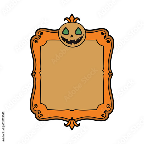  Vintage Creepy Halloween Frame Vector.
