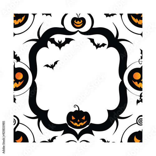  Vintage Creepy Halloween Frame Vector.