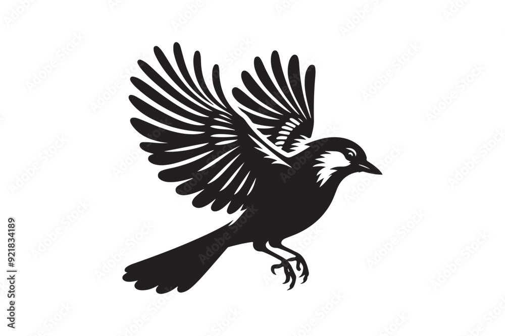 Fototapeta premium Jay bird silhouette vector illustration