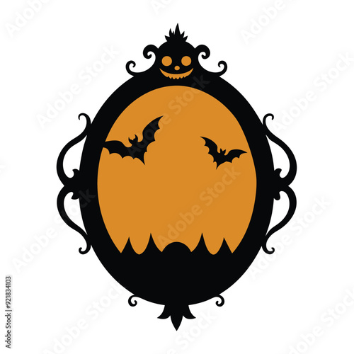  Vintage Creepy Halloween Frame Vector.