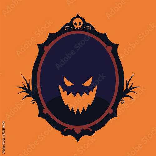  Vintage Creepy Halloween Frame Vector.