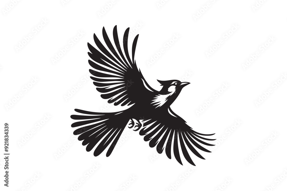 Obraz premium Jay bird silhouette vector illustration