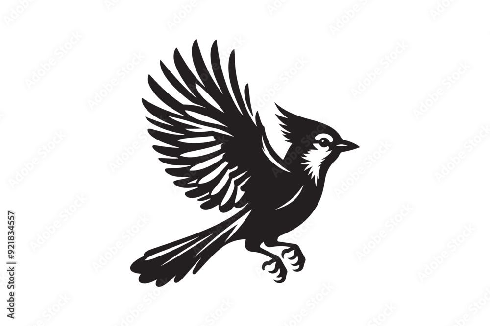 Obraz premium Jay bird silhouette vector illustration