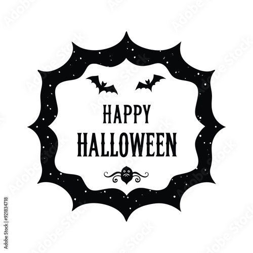  Vintage Creepy Halloween Frame Vector.