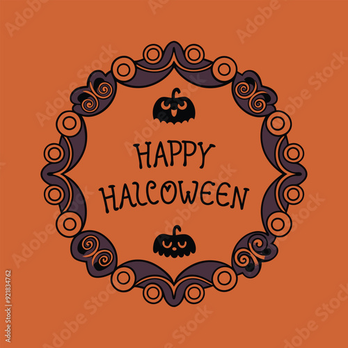  Vintage Creepy Halloween Frame Vector.