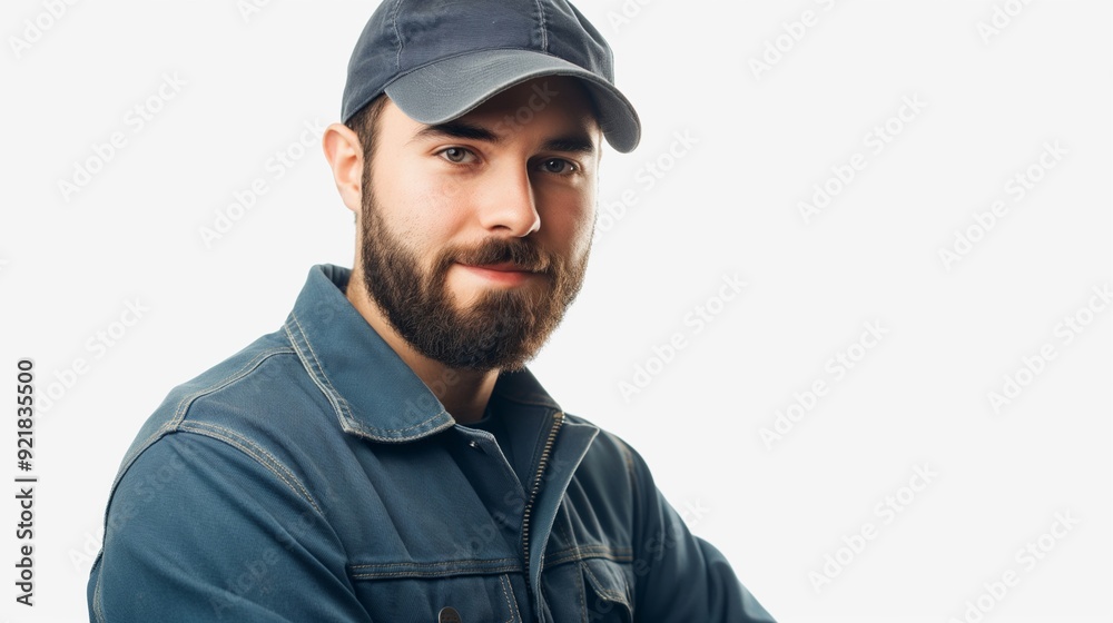 Fototapeta premium Handsome Mechanic in Uniform, Studio Portrait.
