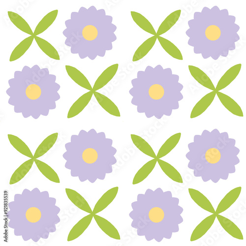 seamless floral and leaf pattern purple and green colors 