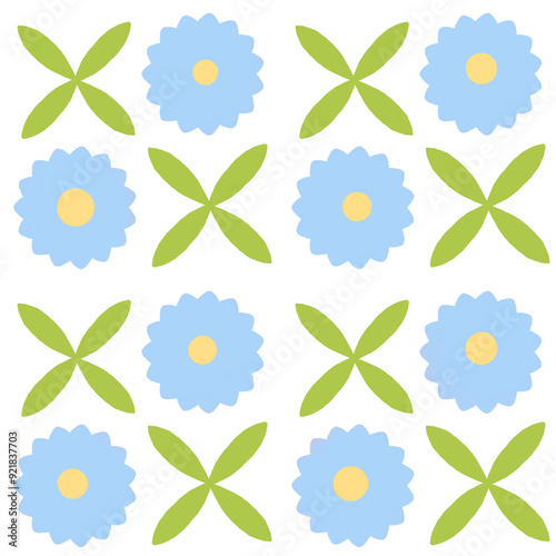 seamless floral and leaf pattern light blue  and green colors 