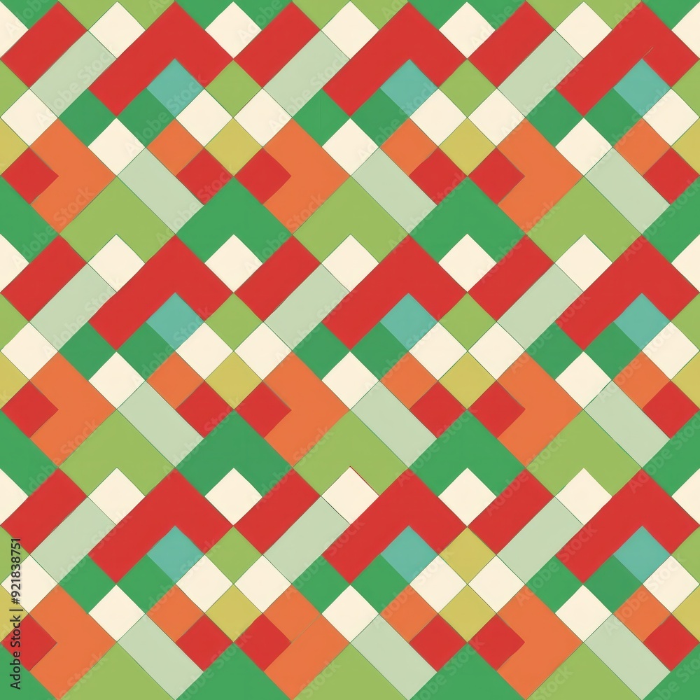 Seamless pattern of mosaic squares arranged in a chevron design Seamless pattern of mosaic squares arranged in a chevron design