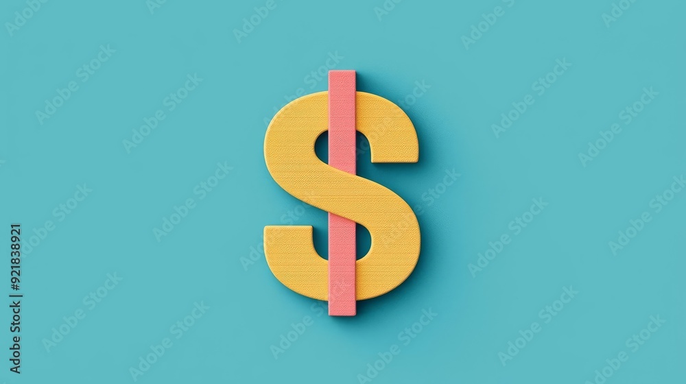 Dollar sign with cash and checkmark, financial stability, flat design illustration