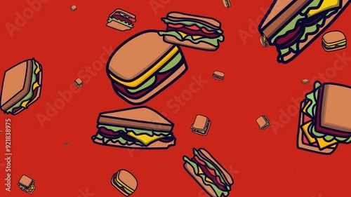 Animation of junk food seamless pattern