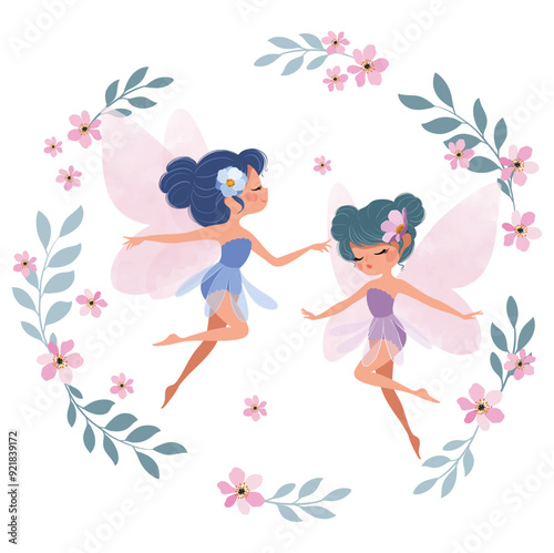 Little fairy vector illustration, cute fairy design for children's products, graphic, cute fairy collection, artwork for wallpapers, t shirt prints.