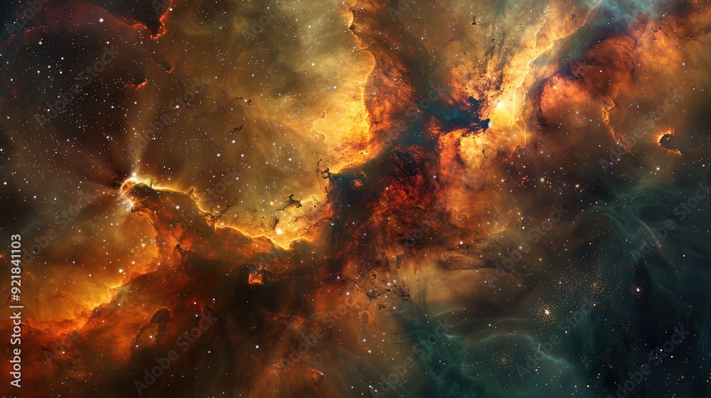 Cosmic Nebula with Vibrant Colors and Stars Cosmic Nebula with Vibrant Colors and Stars