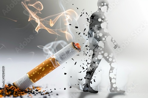 Intense portrait of a smoking skull an artistic exploration of the deathly grip of nicotine