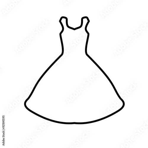 Women dress icon. Black linear dress icons. Vector illustration. Female fashion concept