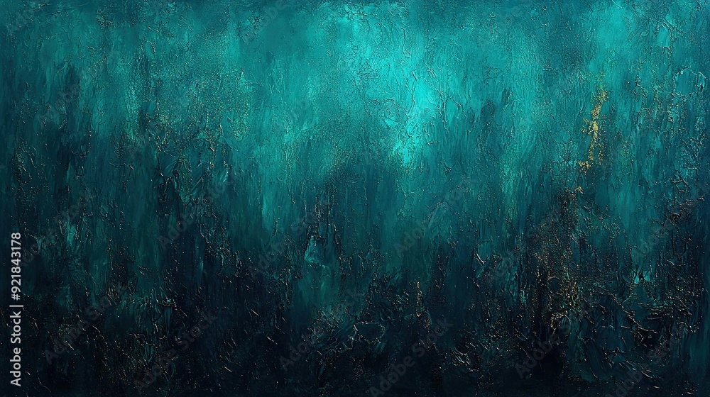 Obraz premium A large body of water with algae growing on both its bottom and surface is depicted in this painting