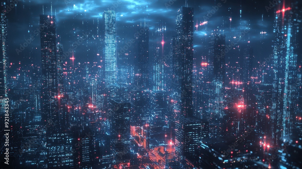 Obraz premium Futuristic Cityscape at Night