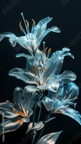 Digital technology fantasy lily flower plant abstract graphic poster background