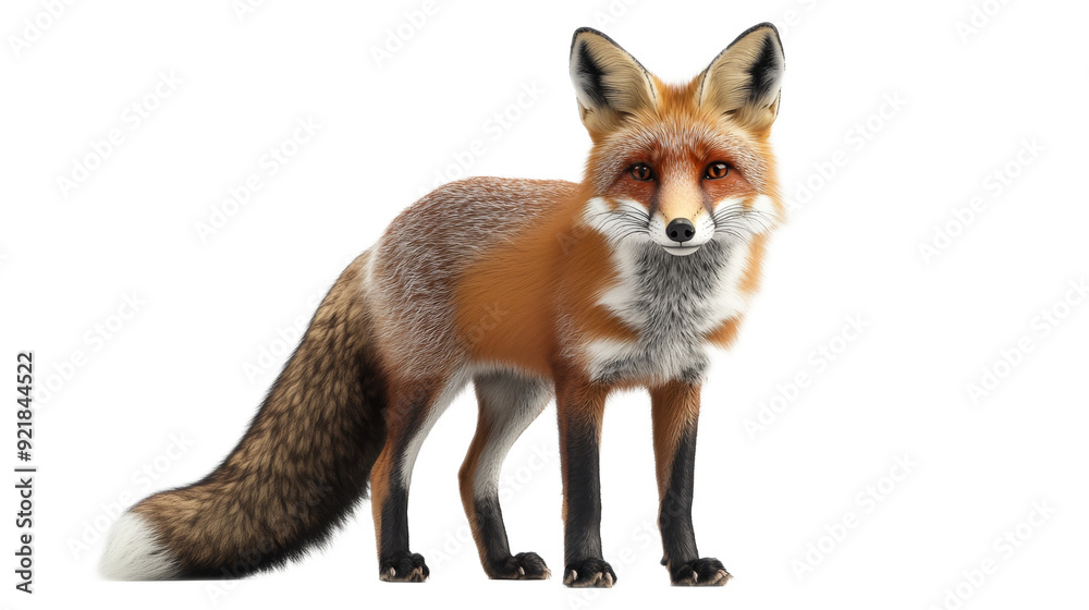 Fototapeta premium Red Fox Standing on White