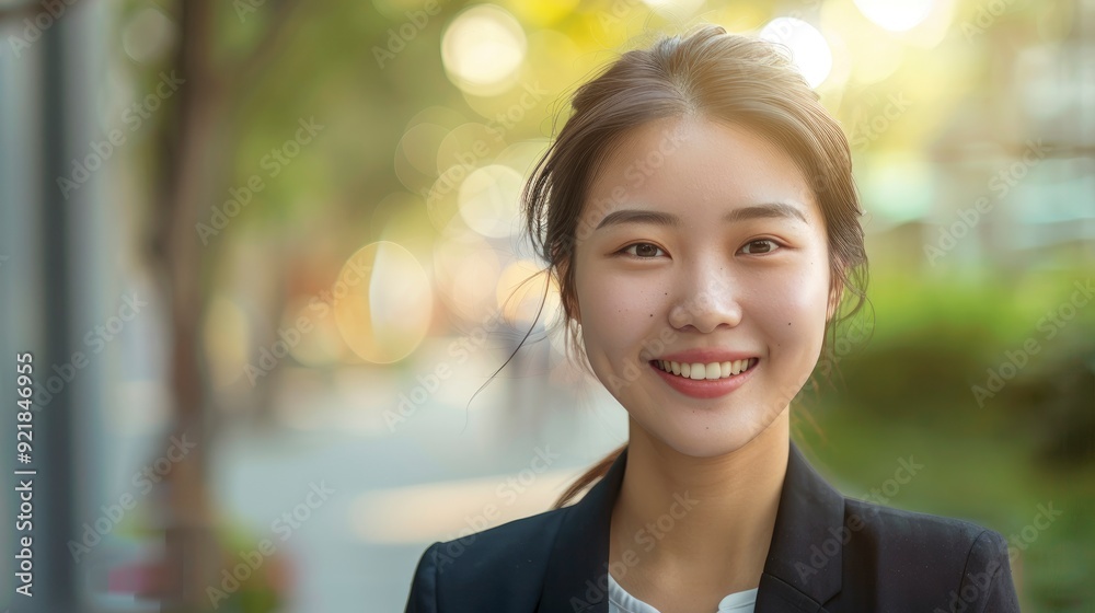 An Attractive Young Asian Businesswoman Manager Smiles Charmingly, Feeling Confident An Attractive Young Asian Businesswoman Manager Smiles Charmingly, Feeling Confident