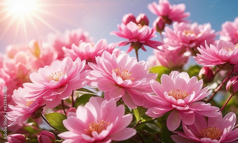 Pink flowers in the garden under the summer sun Pink flowers in the garden under the summer sun