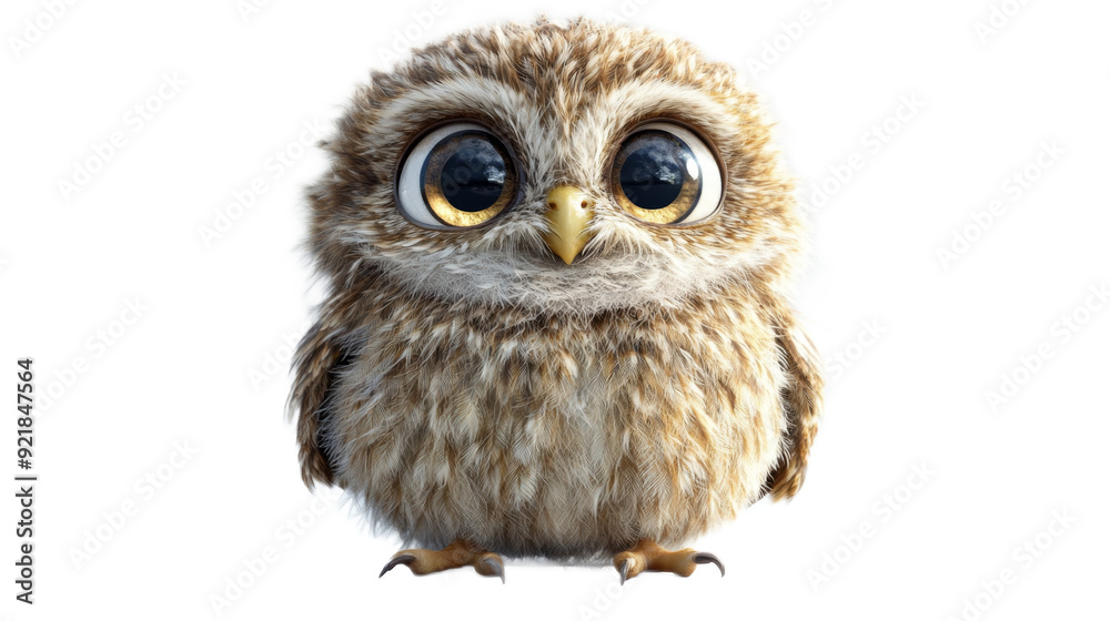 Fototapeta premium Cute Baby Owl with Big Eyes