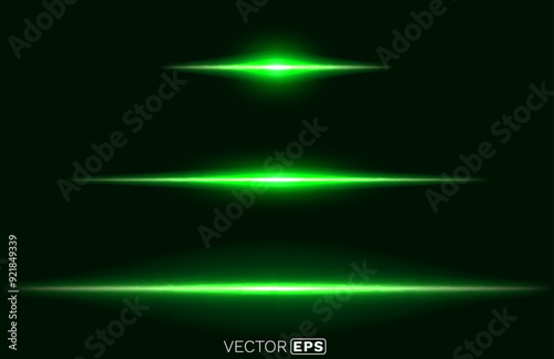 Laser light beam on black background. Vector illustration