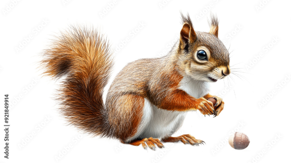 Obraz premium Cute Squirrel Holding a Nut
