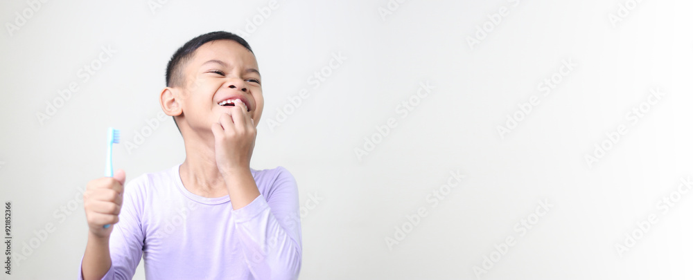 child Asia kid boy brushing teeth isolated on white backgroud. child Asia kid boy brushing teeth isolated on white backgroud.