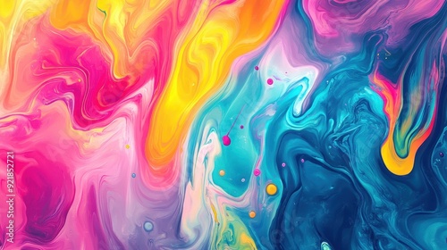 Vibrant and dynamic fluid abstract background with swirling and whirling patterns of liquid colors