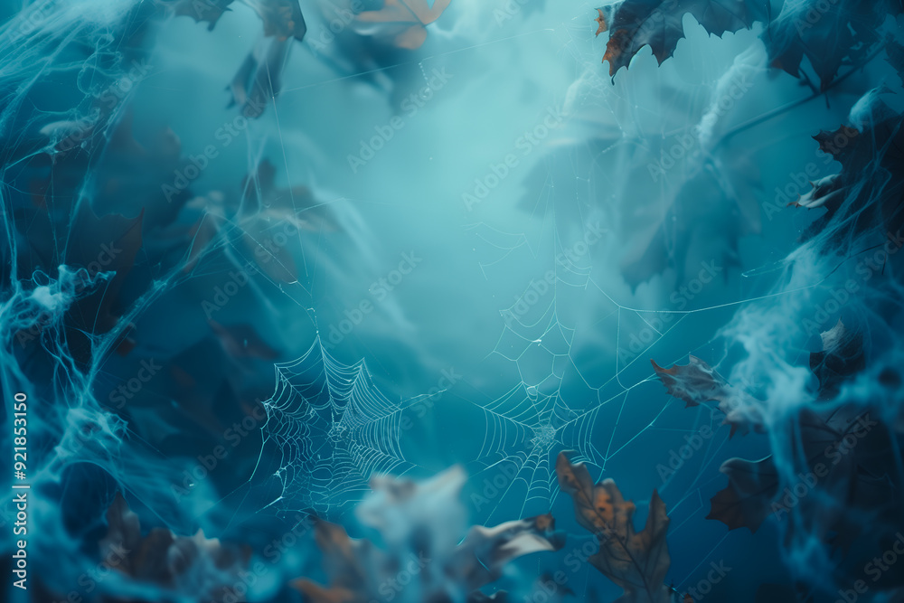 Dark background with fog and cobwebs Dark background with fog and cobwebs