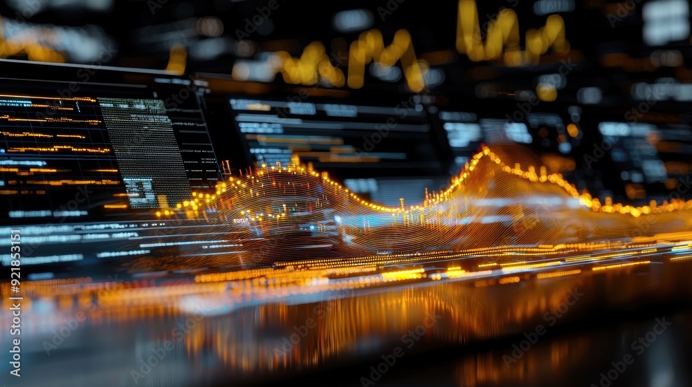 Futuristic Financial Trading Floor with Brokers and AI Collaborating on Market Trends Analysis