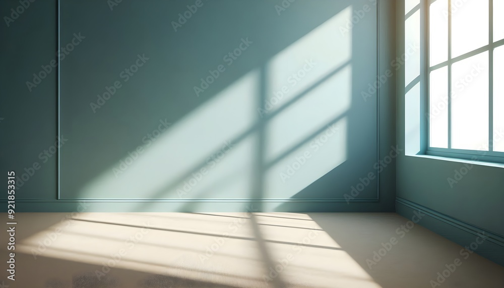 Obraz premium empty light cyan wall with shadows