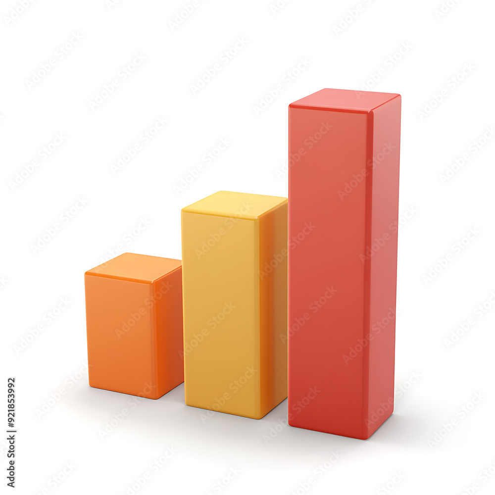 3D bar graphs, white background, the charts that display statistics and numerical values that can be easily analyzed and compared visually. 3D bar graphs, white background, the charts that display statistics and numerical values that can be easily analyzed and compared visually.