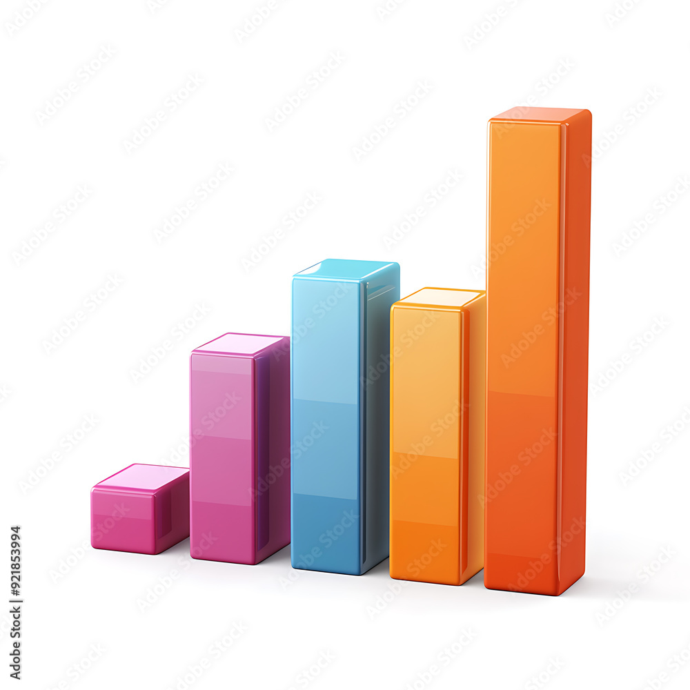 3D bar graphs, white background, the charts that display statistics and numerical values that can be easily analyzed and compared visually. 3D bar graphs, white background, the charts that display statistics and numerical values that can be easily analyzed and compared visually.