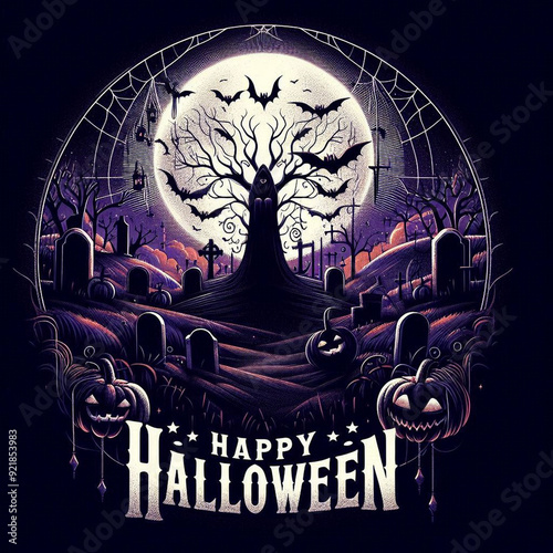 This mysterious illustration is created for Happy Halloween festival