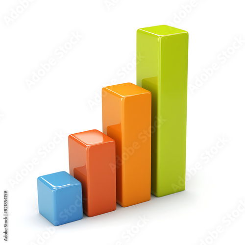 Free Download 3D bar graphs, white background, the charts that display statistics and numerical values ​​that can be easily analyzed and compared visually. - GFXLoad