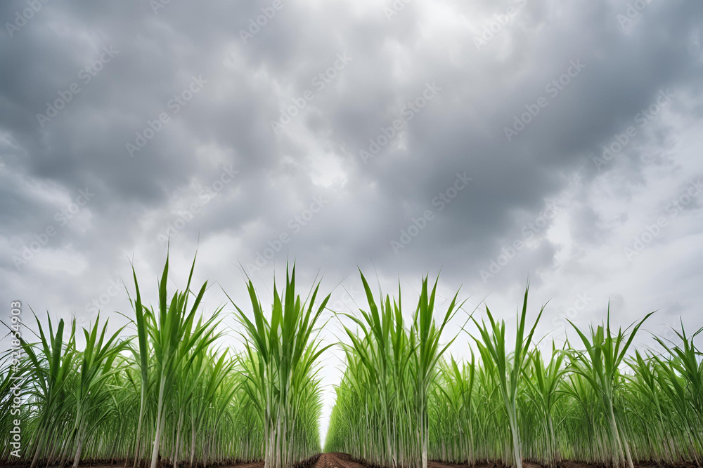 sugarcane leaf planting and white sky sugarcane leaf planting and white sky