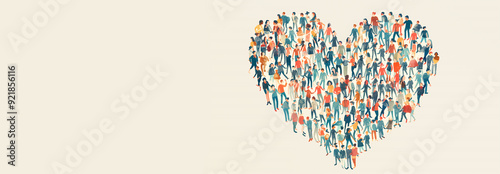 People forming a heart, volenteer and humanitarian help concept, charity and friendship, support teamwork photo