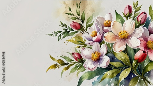 Wildflowers frame watercolor, Floral frame for wedding invitation card, white background